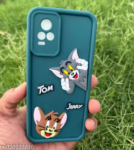 Kiaan Shop Ladies Back Cover for Vivo Y73 Girls/Cute Tom & Jerry silicon Finish Case/Soft TPU/Safety Fancy Case Vivo Vivo Y73