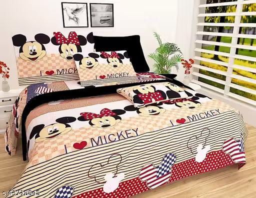 YOGINI Designer Printed King Size Bedsheet with 2 Pillow Cover for Bedroom/Livingroom (Multicolor)