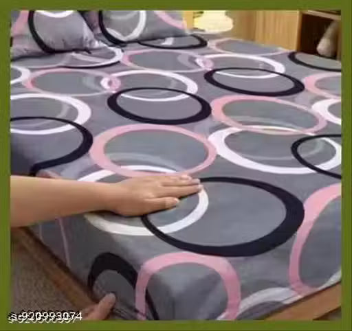 Nirvair creations heavy fabric glace cotton Elastic fitted bedsheet. beautiful design & classic look . Double size bedsheet with 2 pillow covers.(1 pillow cover with single bedsheet